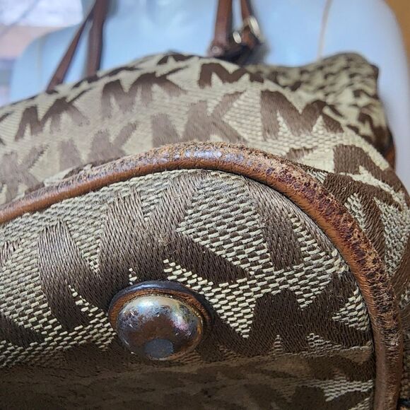 Michael Kors Tan & Brown Signature MK Tote Bag - Picture 13 of 15